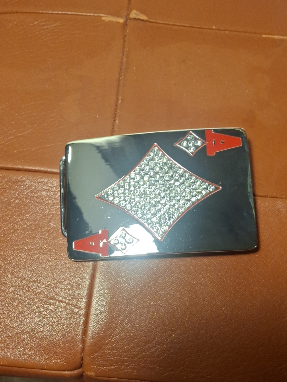 Men's/Ladies's Silver Belt Buckle W/Diamond Accent